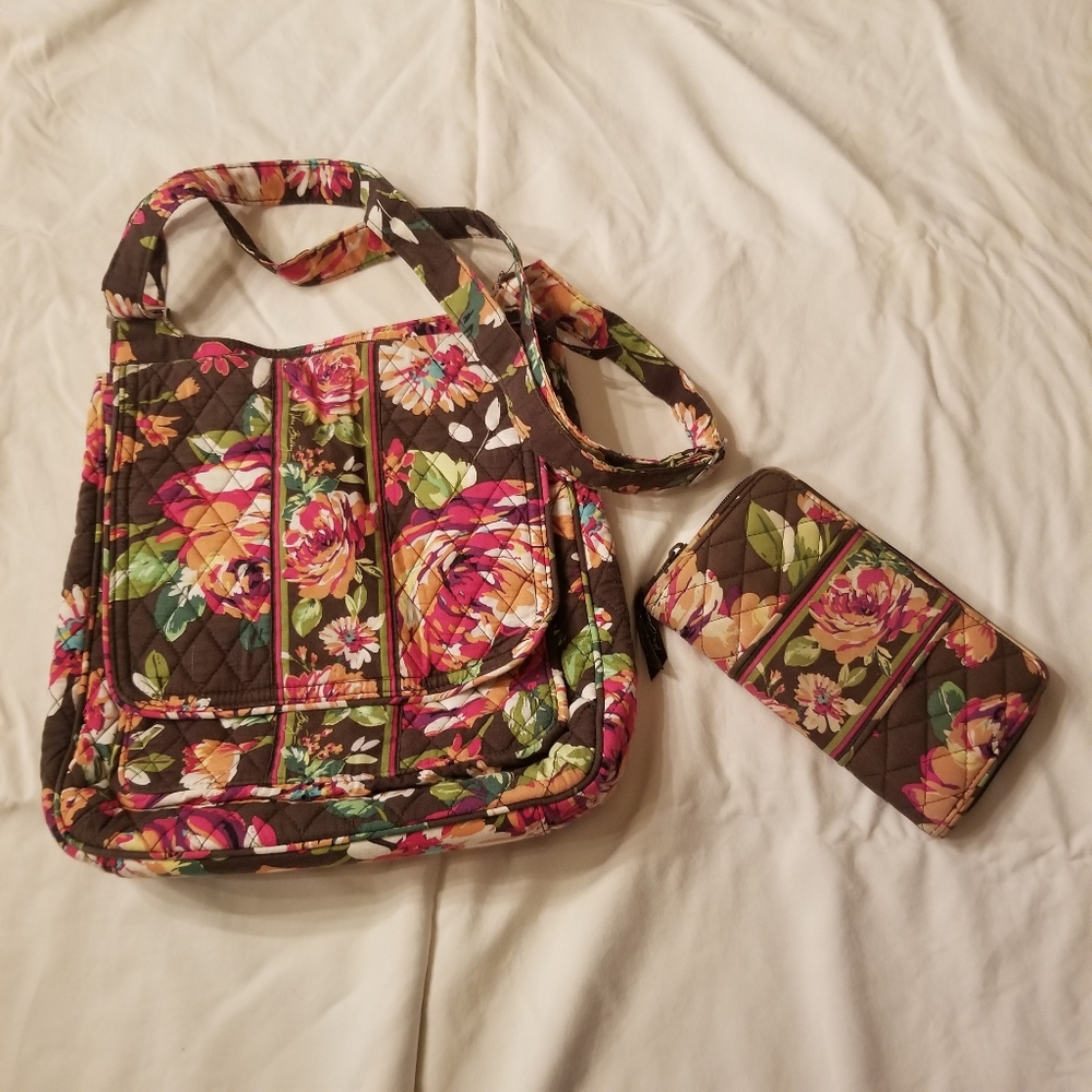 English Rose Vera Bradley Carson Bag and Accordion